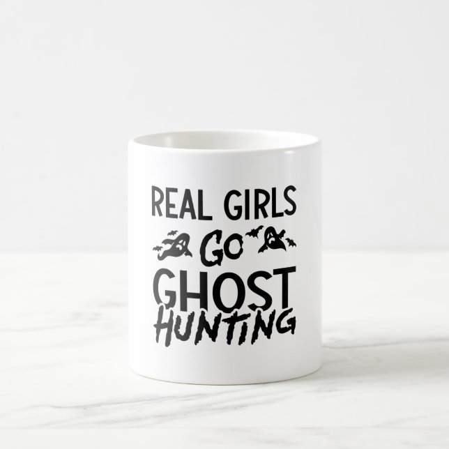 Real Girls Go Ghost Hunting Ghost Hunter Spooky Coffee Mug (Center)
