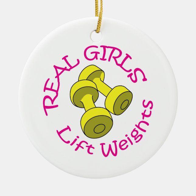 Real Girls Lift Weights Ceramic Tree Decoration (Front)