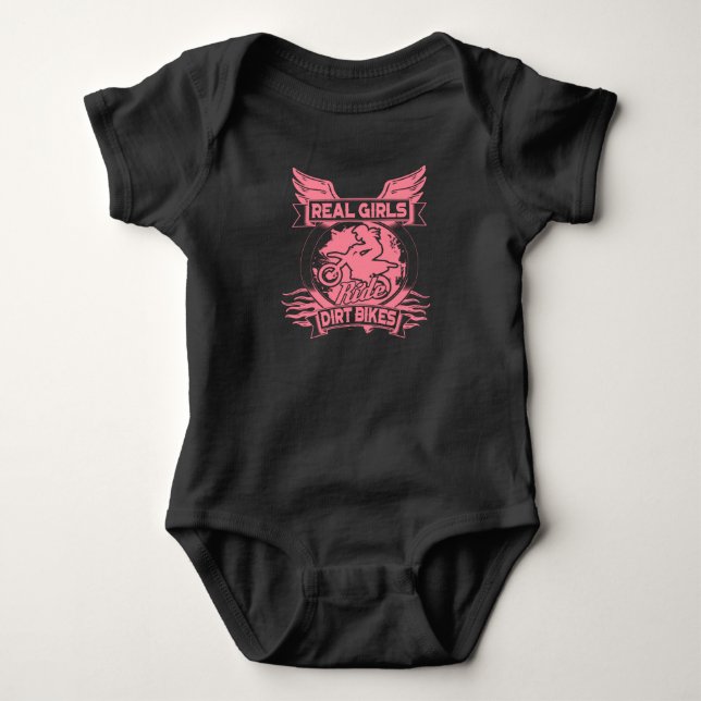 Real Girls Ride Dirt Bikes For Motocross Women Baby Bodysuit (Front)