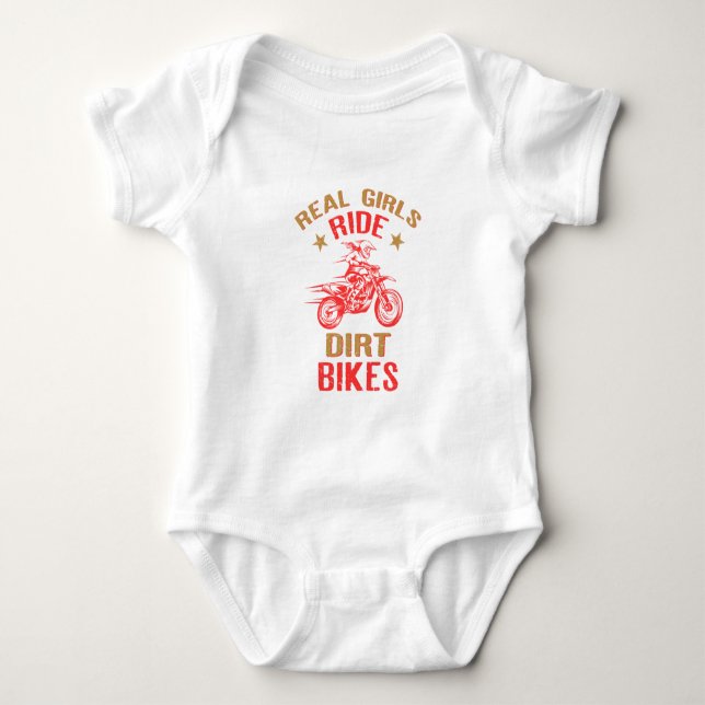 Real Girls Ride Dirt Bikes  Funny  for Girl Baby Bodysuit (Front)