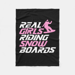 Real Girls Riding Snowboards Fleece Blanket