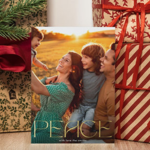 Real Gold Custom Text Peace Christmas Photo