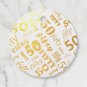 REAL Gold Foil 50th Birthday Favour Tags