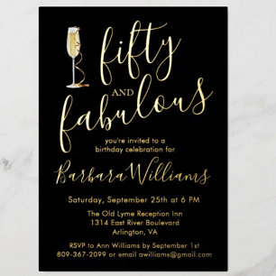 Real Gold Foil Black 50 & Fab Birthday Party
