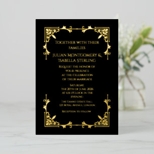 Real Gold Foil Black Tie Royal Regency wedding