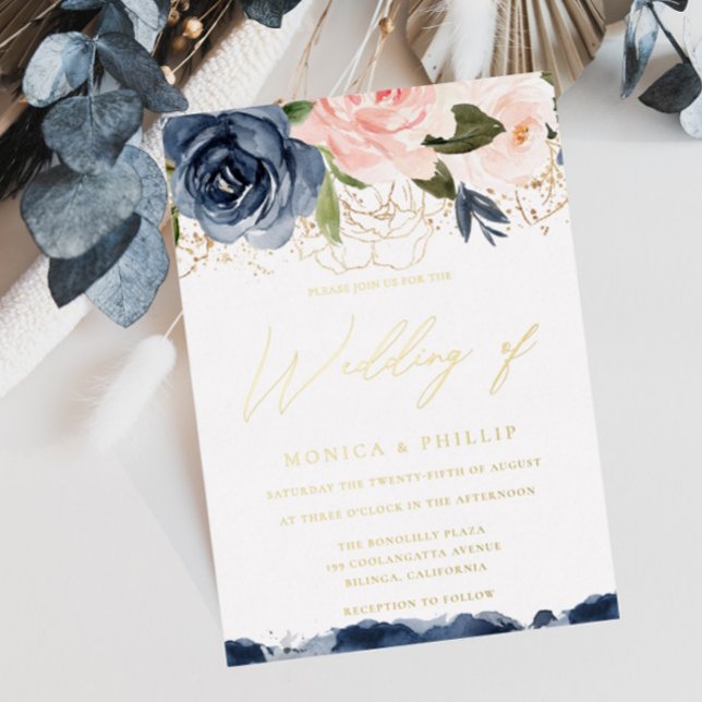 Real Gold Foil Blush & Navy All Seasons Wedding (Creator Uploaded)