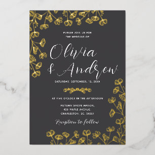 Real Gold Foil Elegant Black Wedding
