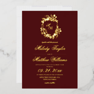 Real Gold Foil Elegant Chers Monogram Wedding