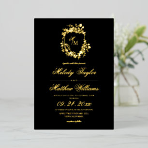 Real Gold Foil Elegant Chers Monogram Wedding