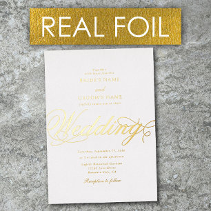 Real Gold Foil Elegant Classy Luxury White Wedding