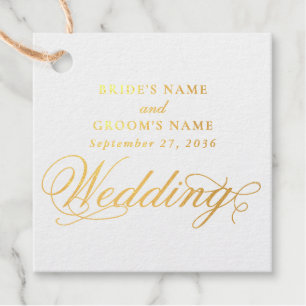 Real Gold Foil Elegant Classy Luxury White Wedding Favour Tags