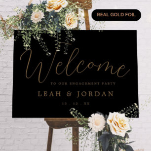 REAL Gold Foil Elegant Engagement Party Welcome Prints