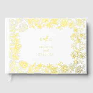 Real Gold Foil Elegant Floral Botanical Wedding Guest Book