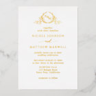 Real Gold Foil Elegant Wreath Monogram Wedding
