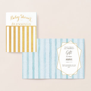 Real Gold Foil Floral Baby Boy Shower Blessings Card