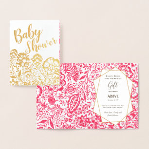 Real Gold Foil Floral Baby Shower Blessings Card