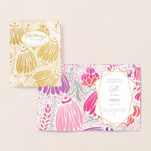 Real Gold Foil Floral Baby Shower Blessings Card