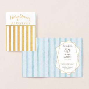 Real Gold Foil Floral Baby Shower Blessings Card