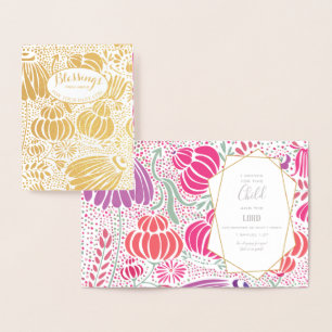 Real Gold Foil Floral Baby Shower Blessings Card