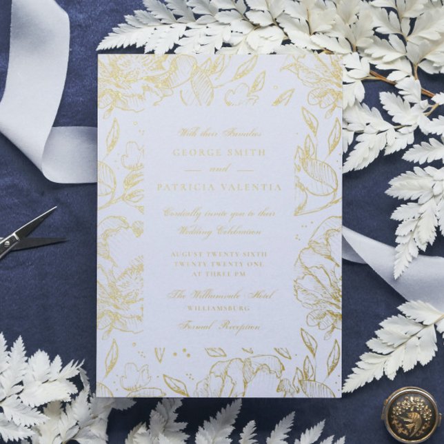 Real Gold Foil Flowers Hand Drawn Elegant Wedding (Creator Uploaded)