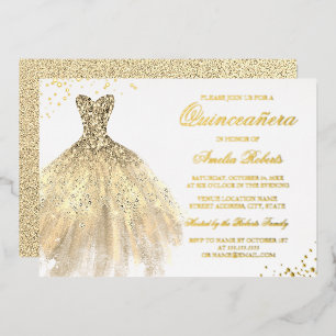 REAL GOLD FOIL Gold Sparkle Dress Quinceanera