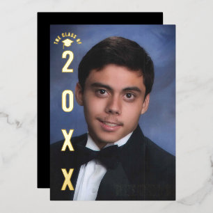 Real Gold Foil Graduation Photo Announcement
