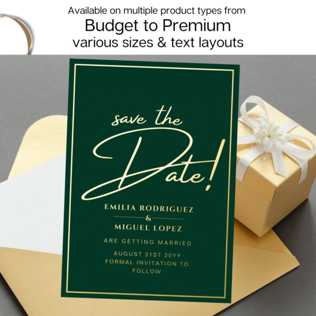 Real GOLD Foil Green Save the Date Wedding (Creator Uploaded)