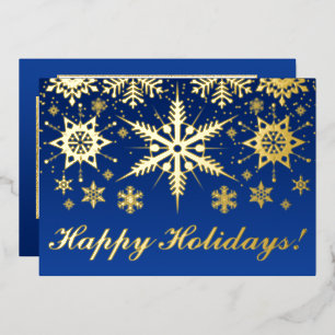 REAL Gold Foil Happy Holidays with Snowflakes Foil