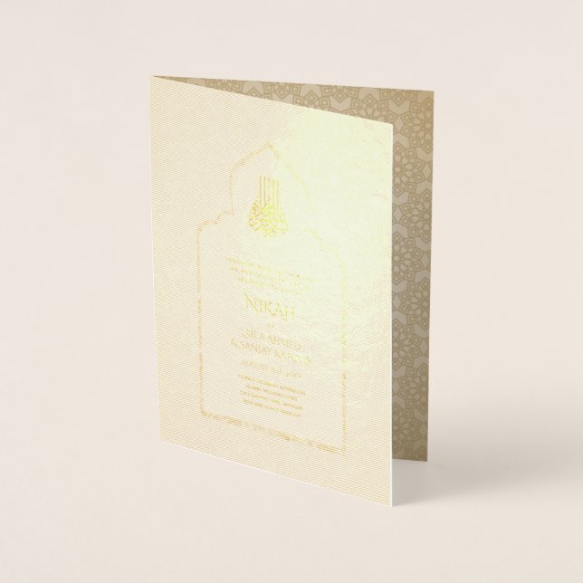 REAL Gold Foil Islamic Wedding Invitation NIKAH (Front)