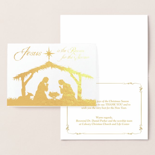 REAL Gold Foil Jesus is the Reason Nativity Card (Display)