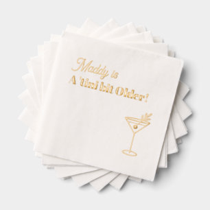 Real Gold Foil Martini 30th Foil Napkins