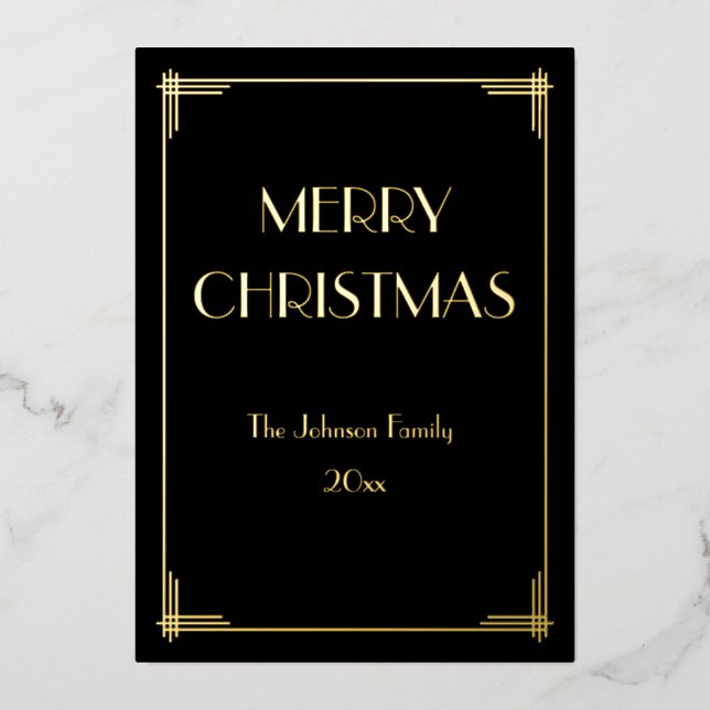 Real Gold Foil Merry Christmas Holiday Card (Front)