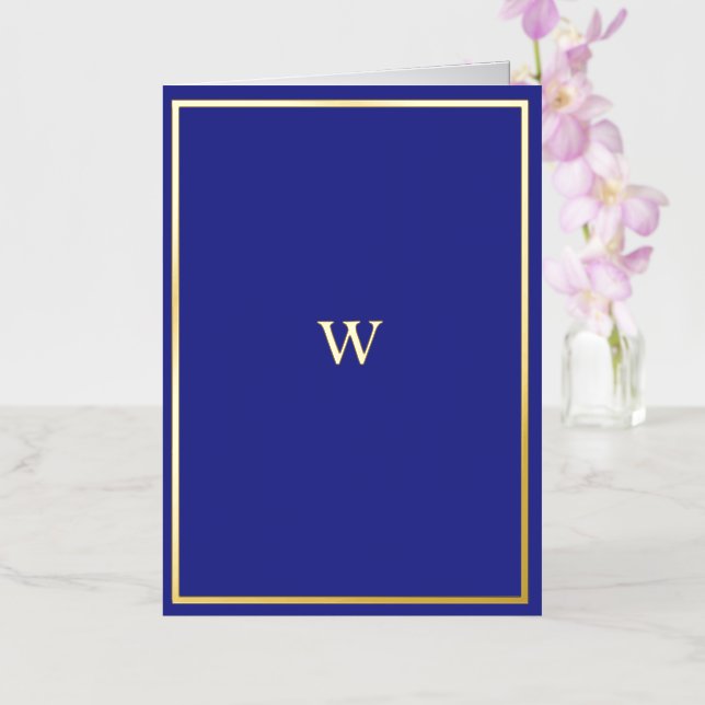 Real Gold Foil Monogram Folded Card (Orchid)