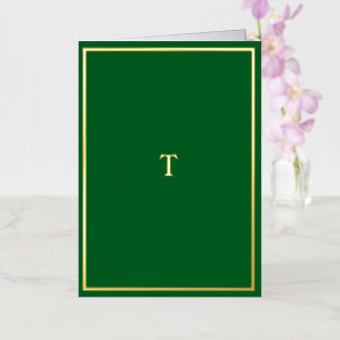 Real Gold Foil Monogram Green Folded Card