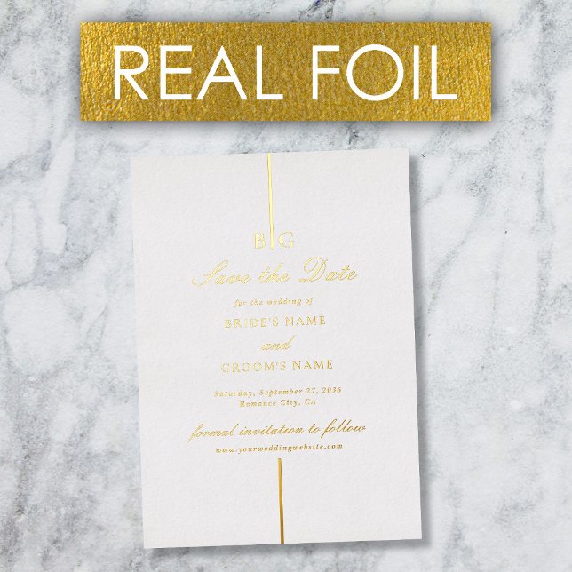 Real Gold Foil Monogram Wedding Save the Date (Real Gold Foil Monogram Wedding Save the Date Foil Invitation)