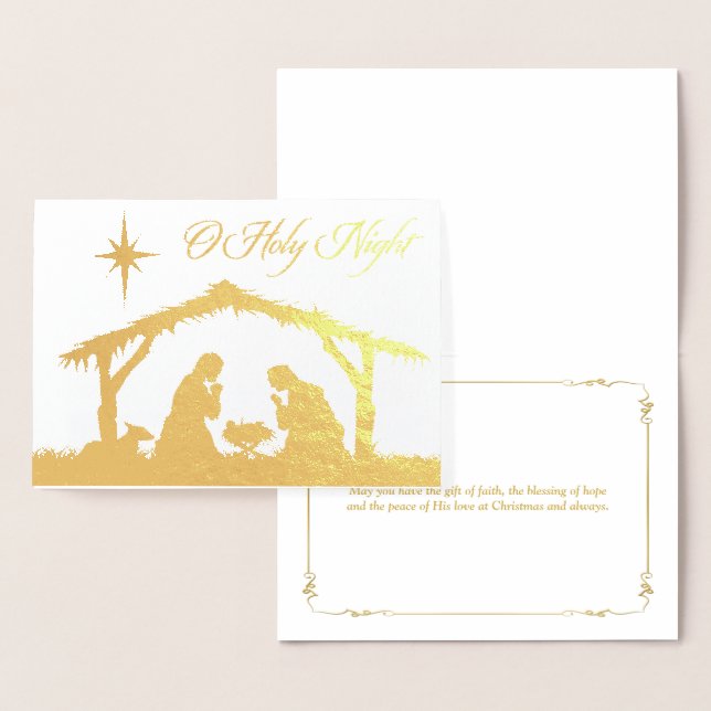 REAL Gold Foil O Holy Night Nativity Card (Display)