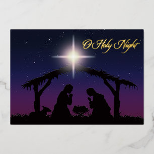 REAL Gold Foil O Holy Night Nativity Card