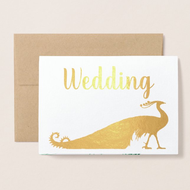 Real Gold Foil Peacock Wedding Invitations (Front With Envelope)