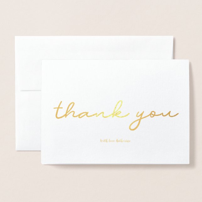 Real Gold Foil Personalised Elegatn Thank you Card (Front With Envelope)