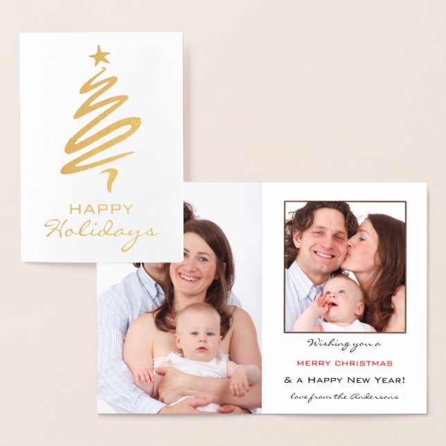 Real Gold Foil Personalised Photo Holiday Card (Display)