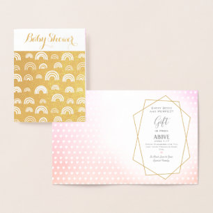 Real Gold Foil Rainbow Baby Girl Shower Blessings Card
