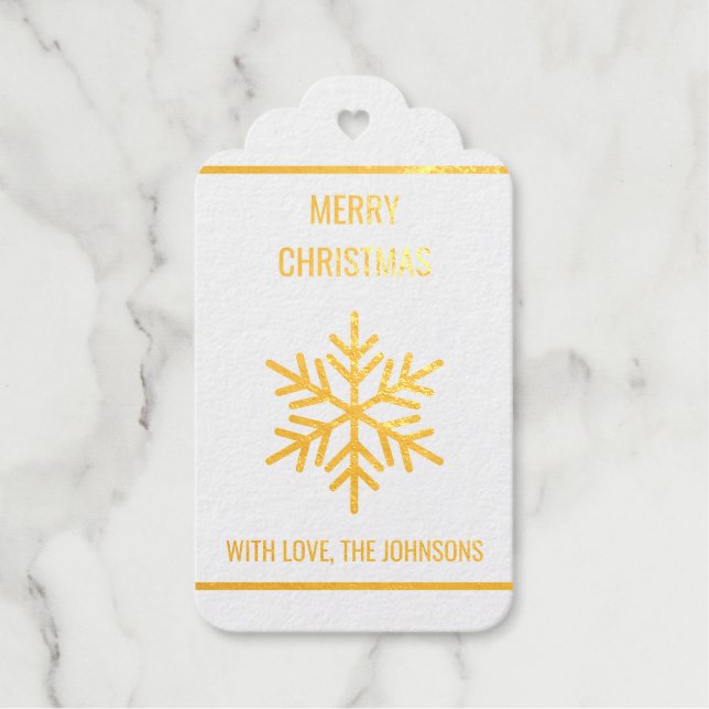 Real Gold Foil Snowflake Gift Tag (Front)