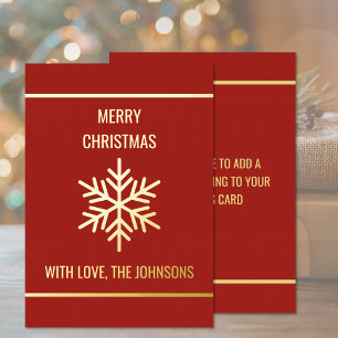 Real Gold Foil Snowflake Merry Christmas Card