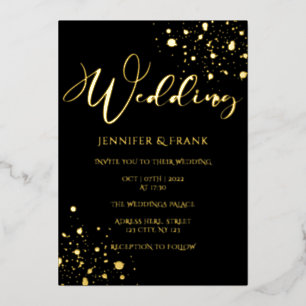 Real Gold Foil Spots Modern White Elegant Black