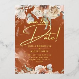 Real GOLD Foil Terracotta Save the Date Wedding