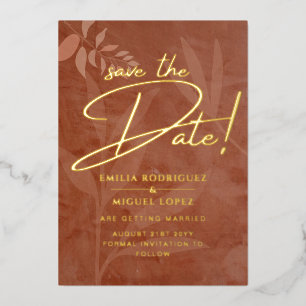 Real GOLD FOIL Terracotta Save the Date Wedding Fo
