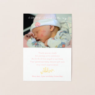 REAL Gold Foil THANK YOU Baby Shower Photo Card