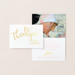 REAL Gold Foil THANK YOU Baby Shower Photo Card