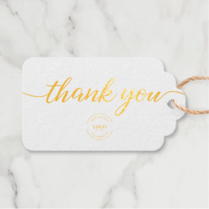 Real Gold Foil Thank You Custom Business Logo Gift Tags