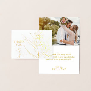 REAL Gold Foil THANK YOU Wedding   with Photo Card